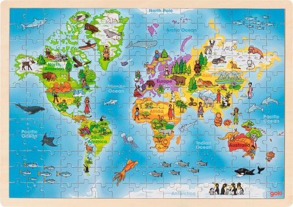 Goki 57460 - Einlegepuzzle Welt