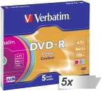 5x5 Verbatim DVD-R 4,7GB Colour 16x Speed, Slim Case