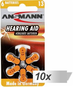 10x6 Ansmann Zinc-Air 13 (PR48) Hörgeräte Batterien
