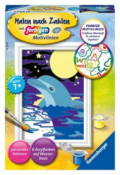 Ravensburger Malen nach Zahlen 27694 - Kleiner Delfin - Kinder ab 7 Jahren / Malen nach Zahlen - Jeder kann malen (Mal-Sets), Bildgröße: 8,5 x 12 cm