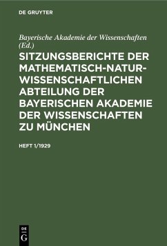 Cover Sitzungsberichte der Mathematisch-Naturwissenschaftlichen Abteilung der Bayerischen Akademie der Wissenschaften zu München. Heft 1/1929 (eBook, PDF)