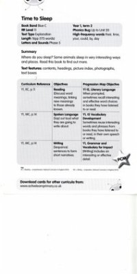 Cover Bug Club Blue C (KS1) Time to Sleep Guided Reading Card