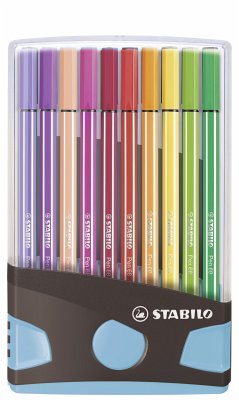 Premium-Filzstift - STABILO Pen 68 ColorParade - 20er Tischset in anthrazit/hellblau - mit 20 verschiedenen Farben