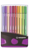 Premium-Filzstift - STABILO Pen 68 ColorParade - 20er Tischset in anthrazit/pink - mit 20 verschiedenen Farben