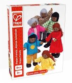 Hape E3501 - Happy Family, Puppenfamilie, dunkle Hautfarbe, Biegepuppen, 6-teilig