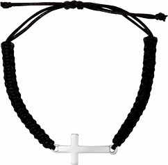 Armband geknüpft mit Kreuzanhänger (versilbert)