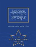 Precis of Information Concerning the British Central Africa Protectorate. with Notes on Adjoining Territories. Compiled in the Intelligence Division,