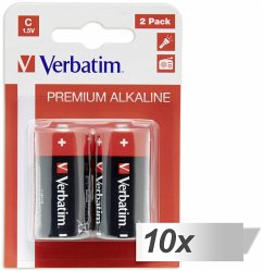 10x2 Verbatim Alkaline Batterie Baby C LR 14 49922