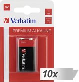 10x1 Verbatim Alkaline Batterie 9V-Block 6 LR 61 49924