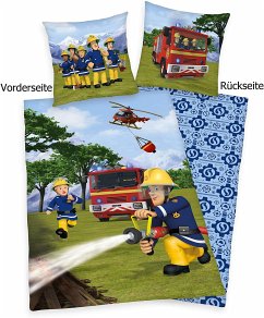 Herding 4470401050 - Feuerwehrmann Sam, Wende-Bettwäsche mit Reißverschluss, Baumwolle, 135x200cm