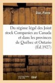 Du Régime Légal Des Joint Stock Companies Au Canada