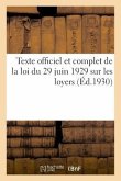 Loi Du 29 Juin 1929 Sur Les Loyers, Modifiant Et Complétant La Loi Du 1er Avril 1926