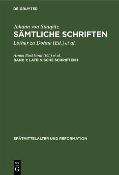 Lateinische Schriften I (eBook, PDF) - Staupitz, Johann von
