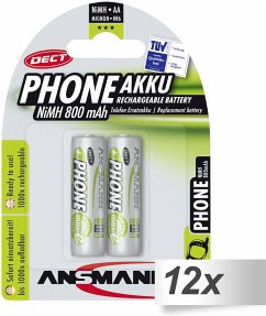 12x2 Ansmann maxE NiMH Akku Mignon AA 800 mAh DECT Phone