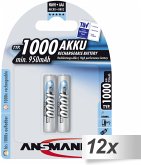 12x2 Ansmann NiMH Akku 1000 Micro AAA 950 mAh