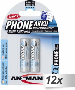 12x2 Ansmann maxE NiMH Akku Mignon AA 1300 mAh DECT PHONE