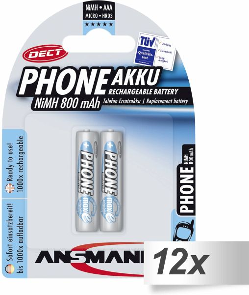 12x2 Ansmann maxE NiMH Akku Micro AAA 800 mAh DECT PHONE - Portofrei bei  bücher.de kaufen