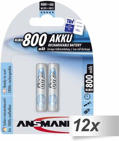 12x2 Ansmann maxE NiMH Akku Micro AAA 800 mAh