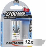 12x2 Ansmann Akku 2700 Mignon AA 2500 mAh