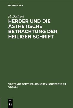 Cover Herder und die ästhetische Betrachtung der heiligen Schrift (eBook, PDF)