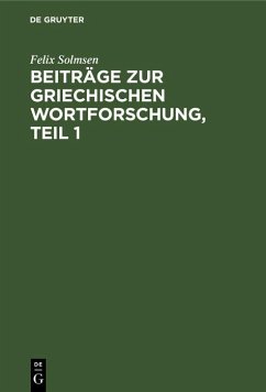 Cover Beiträge zur griechischen Wortforschung, Teil 1 (eBook, PDF)