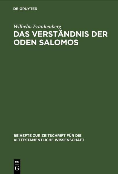 Das Verständnis der Oden Salomos (eBook, PDF) Das Verständnis der Oden Salomos (eBook, PDF)