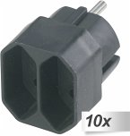 10x REV Übergangsstecker 2-fach schwarz Eurosteckdosen