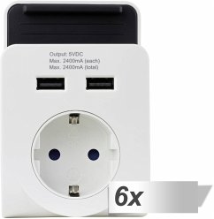 6x REV USB Ladegerät 2-fach mit Ablage weiß