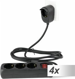 4x REV Steckdosenleiste 3+1-fach 5m + Schalter schwarz