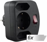 6x REV 3-fach Adapter mit Schalter schwarz