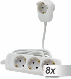 8x REV Steckdosenleiste 3+1-fach 2m weiß Powersplit