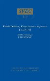 Denis Diderot, Ecrits Inconnus de Jeunesse 1737-1744