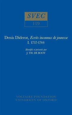 Denis Diderot, Ecrits Inconnus de Jeunesse 1737-1744 - de Booy, J Th