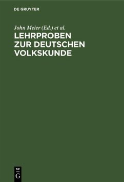 Cover Lehrproben zur deutschen Volkskunde (eBook, PDF)