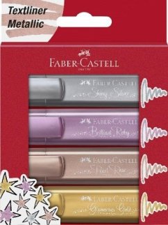 Faber-Castell Textmarker TL 46 Metallic 4er Etui (gold, silber, rosé, rubin)
