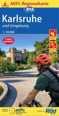 ADFC-Regionalkarte Karlsruhe und Umgebung,1:50.000, reiß- und wetterfest, GPS-Tracks Download