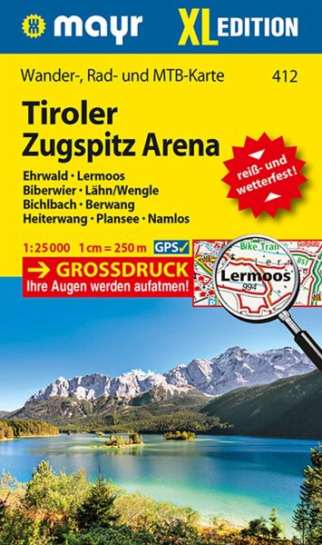 Mayr Wanderkarte Tiroler Zugspitz Arena XL Ehrwald Lermoos Biberwier Lähn/Wengle Bichlbach Berwang Heiterwang Plansee Namlos 1:25.000
