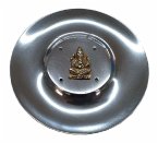 Räucherstäbchenhalter &quote;Ganesha&quote; Messingrelief auf Metall rund 10 cm