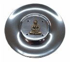 Räucherstäbchenhalter &quote;Buddha&quote; Messingrelief auf Metall rund 10 cm