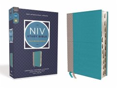 NIV Study Bible, Fully Revised Edition, Leathersoft, Teal/Gray, Red Letter, Thumb Indexed, Comfort Print - Zondervan