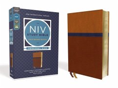 NIV Study Bible, Fully Revised Edition, Personal Size, Leathersoft, Brown/Blue, Red Letter, Comfort Print - Zondervan