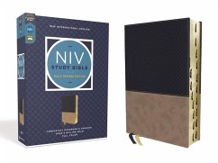 NIV Study Bible, Fully Revised Edition, Leathersoft, Navy/Tan, Red Letter, Thumb Indexed, Comfort Print - Zondervan