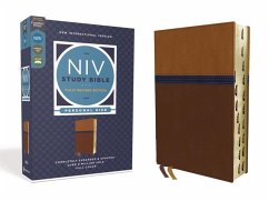 NIV Study Bible, Fully Revised Edition, Personal Size, Leathersoft, Brown/Blue, Red Letter, Thumb Indexed, Comfort Print - Zondervan