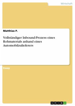 Vollständiger Inbound-Prozess eines Rohmaterials anhand eines Automobilzulieferers (eBook, PDF) - P., Matthias