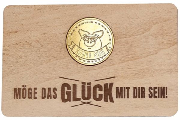 Glückstaler auf Karte - Coole Sau