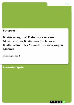 Krafttestung und Trainingsplan zum Muskelaufbau, Kraftzuwachs, bessere Kraftausdauer der Muskulatur eines jungen Mannes (eBook, PDF)