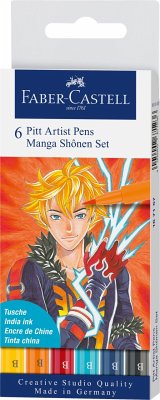 Faber-Castell Tuschestifte Pitt Artist Pens, 6er Set Manga Shonen