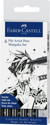 Faber-Castell Tuschstifte Pitt Artist Pens, 6er Set Mangaka