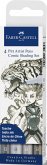Faber-Castell Tuschestifte Pitt Artist Pens, 4er Set Comic Shading