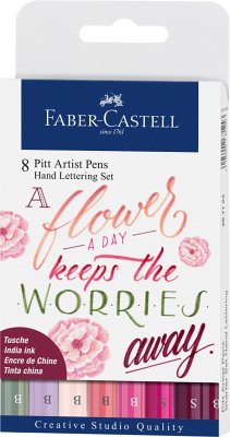 Faber-Castell Tuschestifte Pitt Artist Pens Lettering, 8er Set Pinktöne